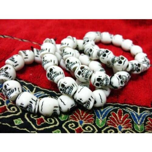 Free shipping Lots Lots 4PCS Tibet Mans Cool Skull Beads Yak Bone Gothic Biker Evil Bracelet NY09