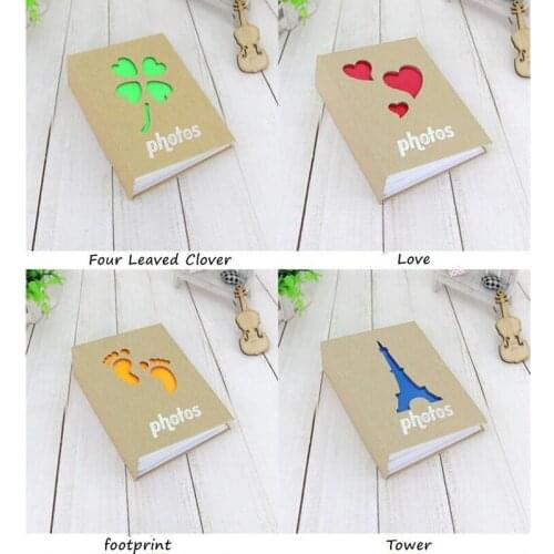 6inch 100 inserts hollowed out photo album pocket cover cartoon children photo album picture storage four-leaf clover iron tower
