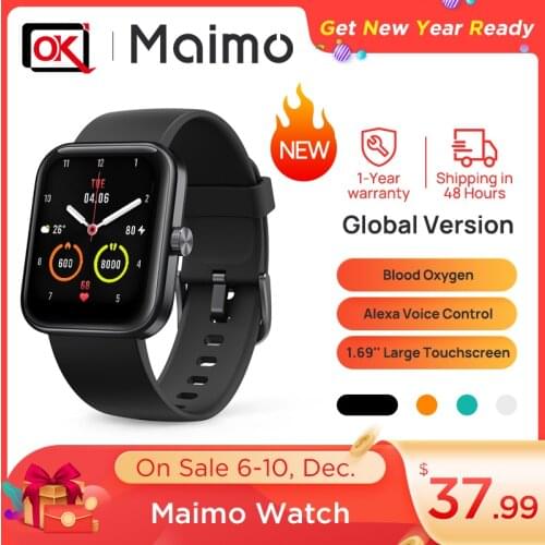 Global version maimo Smart Watch 1.69' Blood Oxygen 5ATM Waterproof Sports Watch for Bluetooth- compatible Alexa Voice Control