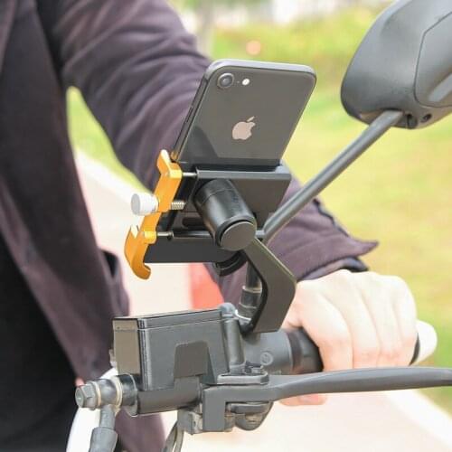 GIYO G-002 Bicycle Accessories Mobile Phone Holder for Motorcycle Scooter Handlebar Aluminum Alloy Cellphone Bracket