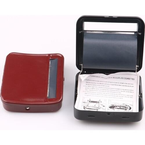 Red And White Color Cigarette Accessories Metal Cigarette Rolling Machine Manual Tobacco Rolling Machine with Cigarette box
