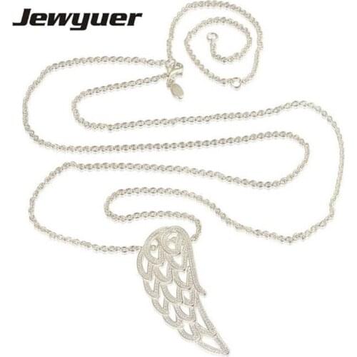 Angel Wing pendant Necklaces for Women 925 Sterling Silver link chain Necklace Women Fine Jewelry Jewyuer NC012