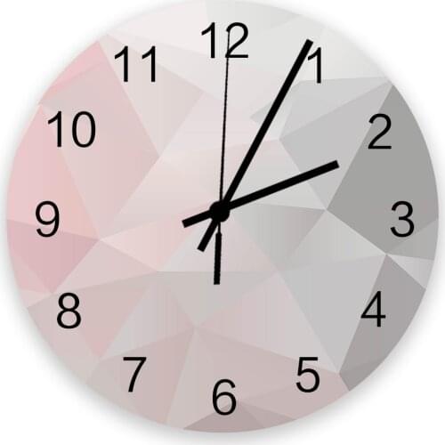 30cm Clock Geometric Pink Gray Gradient Triangle Home Quiet Silent Simple Mute Decorative Wall Clock Living Room Wall Watch