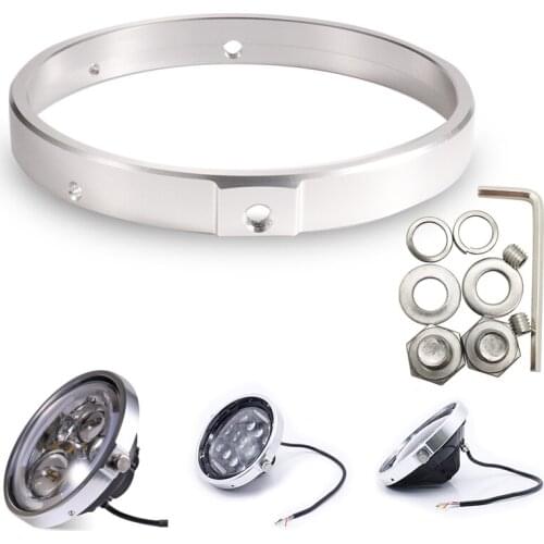 Black Chrome 5.75 In 7 In Aluminum Round Headlight Housing Headlamp Trim Ring Mount Bracket For Harley Honda Yamaha Motorcycles