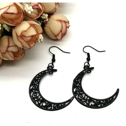 Purple,Black Moon Earrings Fashion Gothic Witch Jewelry Ladies Gifts Exquisite Beautiful Crescent Moon Wholesale Statement