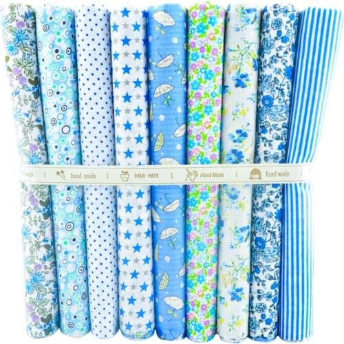 Booksew 50cmx50cm 9 pieces"Cute Blue" Cotton Fabric Fat Quarters Scrapbooking Sewing Cloth DIY Patchwork Free Shipping W3B5-4