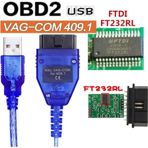 FT232RL Vag-Com Interface Cable KKL VAG409.1 + Fiat kkl Car Auto USB obd 2 OBD Diagnostic Scanner Vag Usb Cable Interface Tool