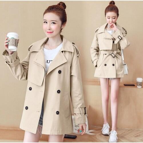 Short Women Windbreaker 2020 Spring Autumn Korean Double Breasted Lapel With Belt Ladies Trench Coat Casual Overwear Feminine 54