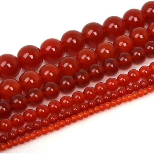 3 4 6 8 10 12mm Natural Stone Red Agates Onyx Round Loose Stone Beads For Jewelry Making DIY Necklace Bracelet