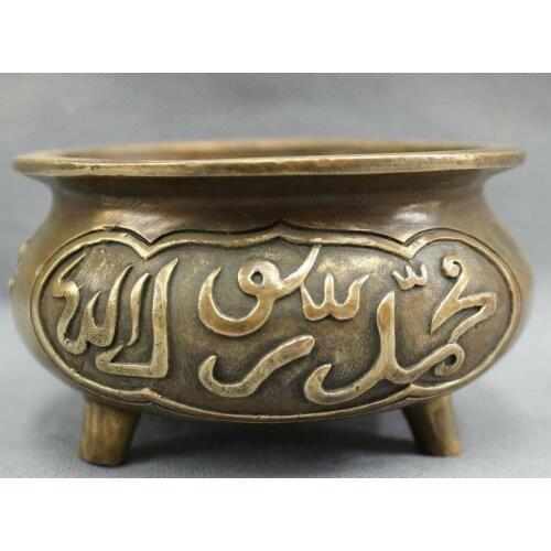 Chinese Copper Buddhism Temple Auspicious Statue Incense Burner Censer