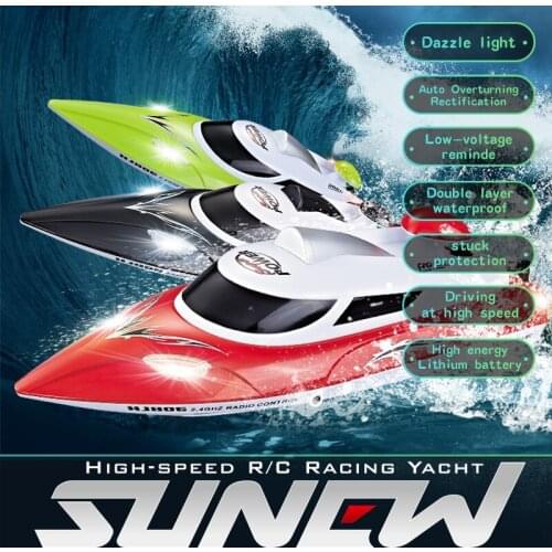 2.4G RC Boats 2.4g Remote Control Boat Lasts High Speed Rowing Summer Water Boy Double Layer Waterproof Model Aircraft Toy Bb50