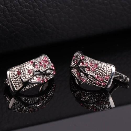 Fashion Women Crystal Cherry Blossom Ear Stud Classic Red Flower Branches Stud Earring Jewelry For Mom best Gift
