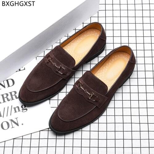 Brown Suede Shoes for Man Office 2021 Black Slip on Shoes Men Luxury Brand Penny Loafers Men Shoes High Quality Chaussure Homme