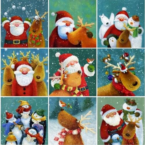 New 5D DIY Diamond Painting Cartoon Full Square Diamond Mosaic Father Christmas Picture Needlework Cross Stitch Kit Home Decor 5