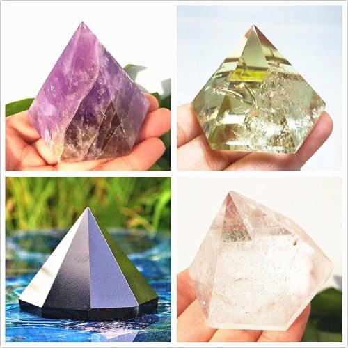 Natural amethyst crystal Hexagon Pyramid citrine Obelisk Point GemStone Quartz Healing Reiki