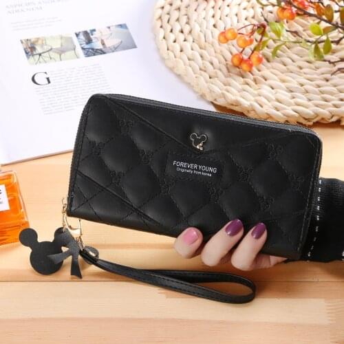 Disney cartoon Mickey new ladies simple fashion single zipper large capacity hand phone bag coin bag