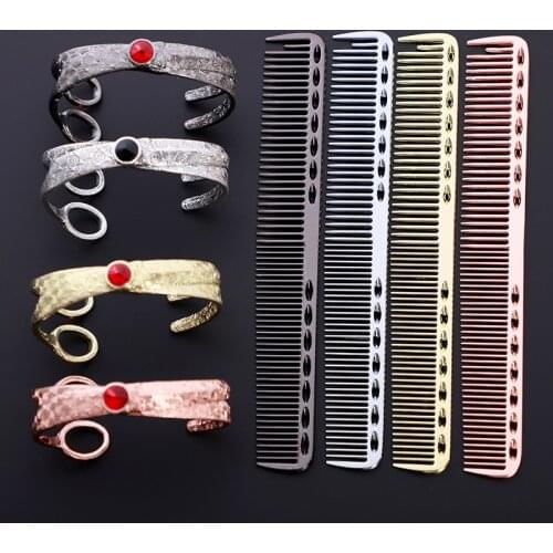 HongYuan 2019 New Hairs Combs with hairdresser bracelet Zinc alloy bracelet for Barber professional Scissors accessories
