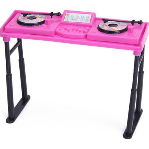 New Arrivals Dollhouse Miniature Shocking Pink Music Console Set For Doll Collection Kids Classic Toys Dolls Accessories