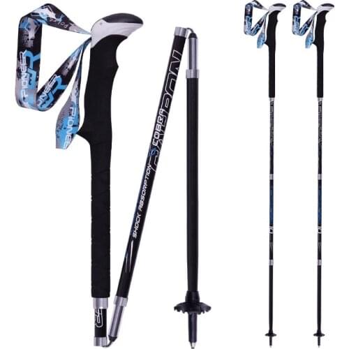 Pioneer 2 Pcs/Lot Ultralight Folding Carbon Walking Poles Camping Trekking Cane Camping Climbing Hiking Sticks