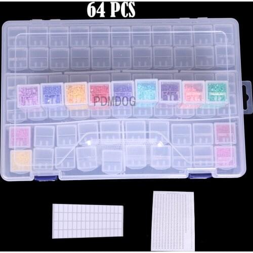 Plastic Diamond Painting Accessories 64 Bottles Box Container Storage Box Diamant Painting Holder Diamond Mosaic Embronience Box