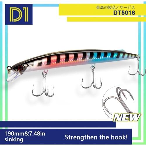 D1 Sea fishing New 190mm 36g minnow lure Trolling Sinking Depth 0.6-0.9m Long casting Jerkbait Seawater swimbaits for seabass