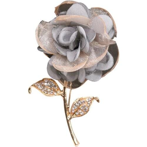 Cute Fabric Art Flowers Brooches Ladies Lapel Pin Badge Boutonniere Sweater Cardigan Corsage Women Jewelry Accessories Wedding