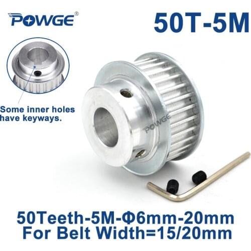 POWGE 50 Teeth 5M Synchronous Pulley keyway Bore 10/12/14/15/16/17/18/19/20/25mm for Width 15/20mm HTD5M Timing Belt 50T 50Teeth