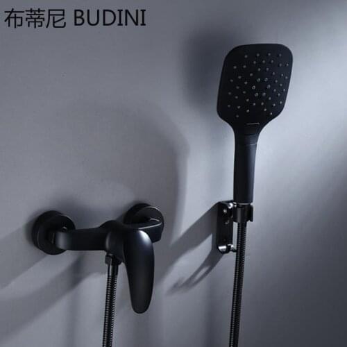 Black White Shower Faucet Set Bathroom Brass Bathtub Shower Faucet Bath Shower Tap with Hand Black Shower Head Wall Mixer Tap