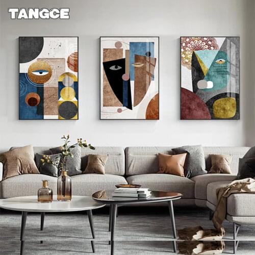 Modern Abstract Geometric Face Wall Pictures Canvas Paintings Nordic Figure Posters Prints for Living Room Visual Art Home Decor