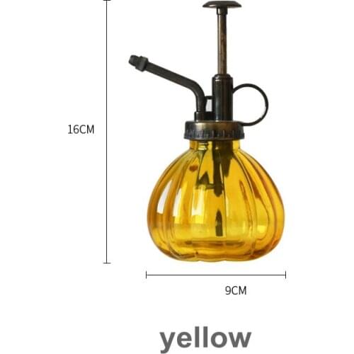 Yellow Pumpkin Shape Glass Small Watering Pot Home Furnishing Article Indoor Potting Plant Hand Press Mini Sprinkling Can