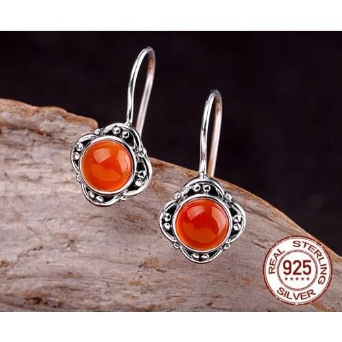 Handmade Thai silver earrings for women S925 sterling silver ear drop 2020 new fashion jewelry womens simple moonStone Earrings