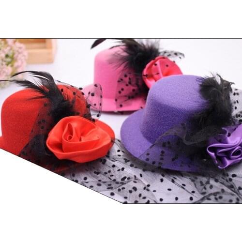 Pet supplies Dog Rose Mesh Hat Accessories Headdress Christmas Decoration Dog Cat Wedding Headgear Beauty 8cm 12pcs/lot