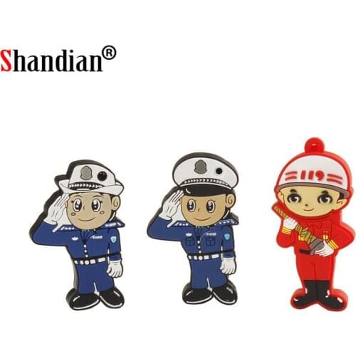 SHANDIAN New arrival police man usb flash drive traffice police pendrive 4GB 8GB 16GB 32GB 64GB gift memory stick