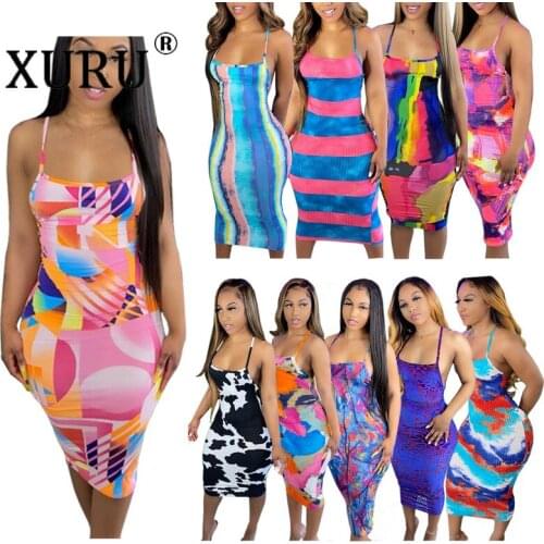 XURU Hot Sale Womens Sexy Dress Spring and Summer New Style Printed Dress Plus Size Womens Dress