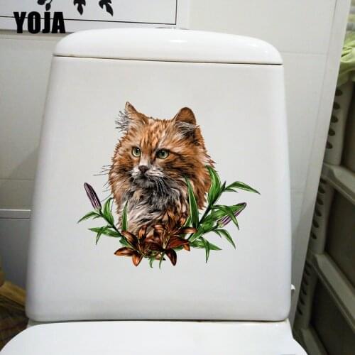 YOJA 23.5×21.6CM Classic Cartoon Cat Living Room Wall Decoration Fashion Bathroom Toilet Sticker T1-2879