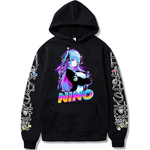 Women Sexy Pretty Anime Hoodies The Quintessential Quintuplets Hoodie Sweatshirts Harajuku Nakano Nino Loog Sleeve Top Pullovers
