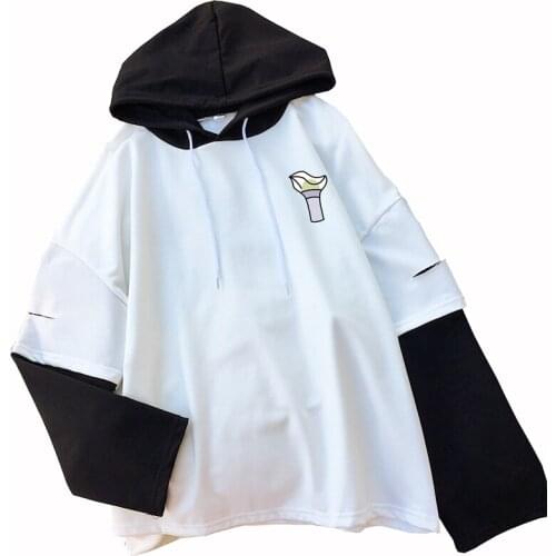 Harajuku Hoodies Women Casual Long Sleeve GOT7 Kpop Fans Support Sweatshirts Pullover Autumn Lovely Jumper Patchwork Hooded