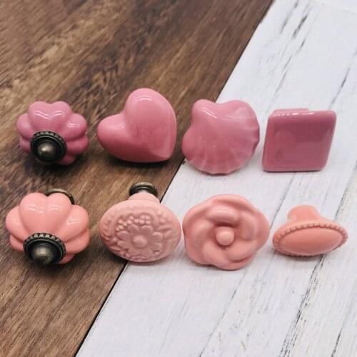 1 x Ceramic Door Knobs Vintage Shabby Chic Cupboard Drawer Pull Handles Pale Pink Wholesale Solid Pink Cabinet Handles and pulls