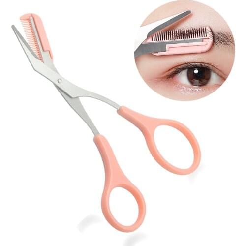 1pcs Grooming Eyebrow Trimmer Scissors with Comb Stainless Steel Shaping Eyebrow Shaver Hair Remove Razor Facial Makeup Tools