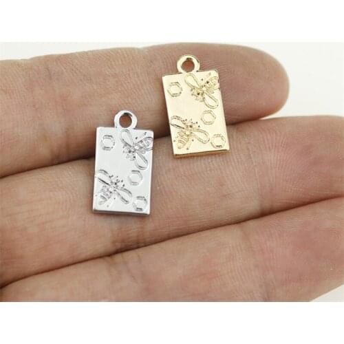 20pcs 10*18mm Bee Zinc Alloy Rectangle Coin Necklace,Earring Bracelet Jewelry DIY Handmade 3 colors
