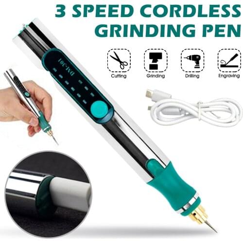 3 Speeds DIY Cordless Electric Engraving Pen Mini Rechargeable Engraving Tool Engraver Grinder Polishing Tools Set with Tool Kit