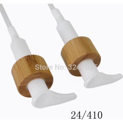 30/50/100pcs 24/410 Cosmetic Bamboo Pump for Shampoo/Body Wash Bottle,24mm Neck Size Lotion Pump Lid/Head for Cosmetic Container
