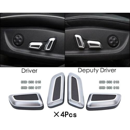 4Pcs OEM Chrome Seat Adjustment Switch Knob Button Black For A4 A4L A5 A6 A7 A8 Q3 Q5 CC Passat Scirocco Sharan Tiguan Superb