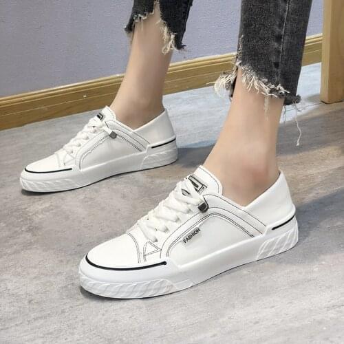 Ballet Flats Shoes Women 2020 spring summer Slip on low cut platform shoes Ladies white comfort soft leather walking loafers