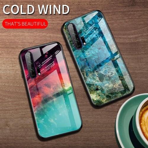 For Huawei Honor 20 Pro Case Luxury Marble Grain Gradient Hard Tempered Glass Protective Back Cover Case for huawei honor 10i 20
