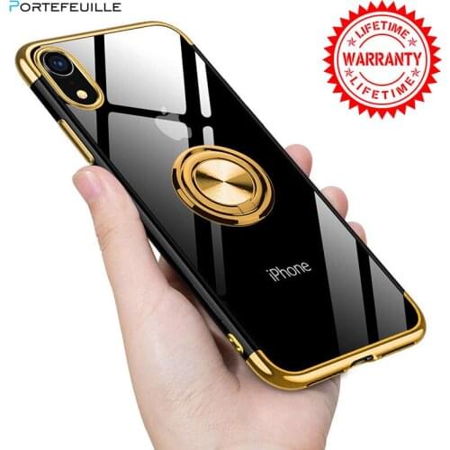 For iPhone XR Case Magnetic Ring Holder Transparent Cover For iPhone X R XS Max 11 Pro 12 Mini 8 Plus 7 6 6S SE 2020 Accessories