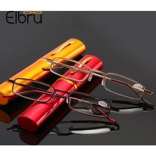 Elbru Anti Blue Light Reading Glasses Women Men Ultralight Portable Clear Presbyopia Eyeglasses With Pen Box Diopters +1.0 +4.0