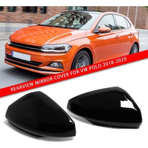 2pcs/set Glossy Black Car Side Rear View Rearview Mirror Cover Caps For Volkswagen For VW Polo Mk6 AW GTI 2018 2019 2020