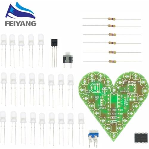 SM DIY Kit Heart Shape Breathing Lamp Kit Breathing LED Suite Red White Blue Green Electronic Production for Learning laboratory