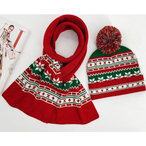 Christmas Men Women Scarf Hat Set With Fringe Long Scarf Soft Warm Thick Cable Knit Cold Weather Winter Set